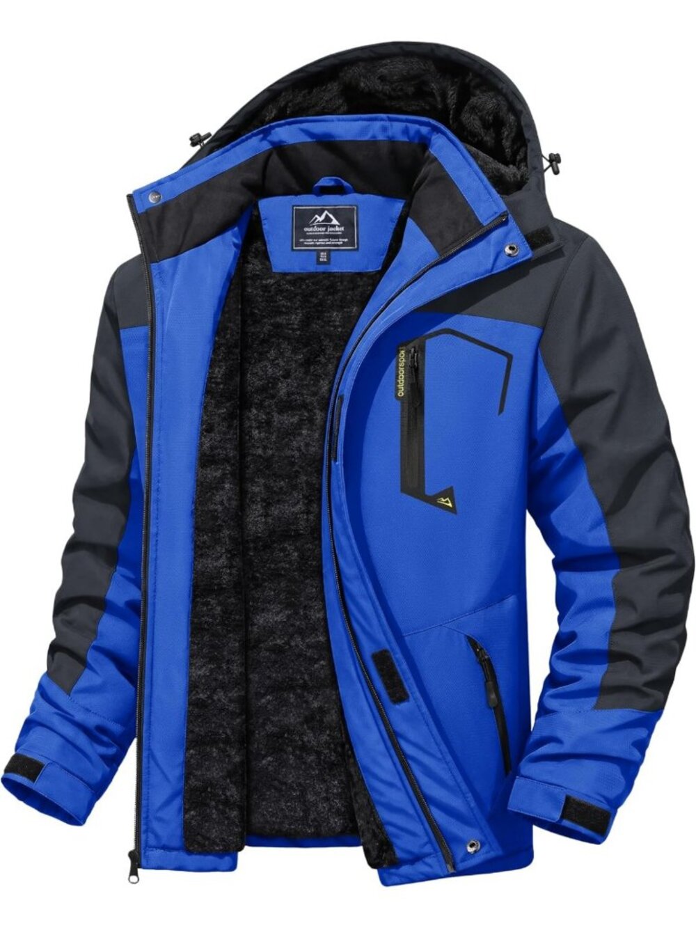 Men's Winter Ski Jacket - Water Resistant, Warm Fleece Parka with Hood